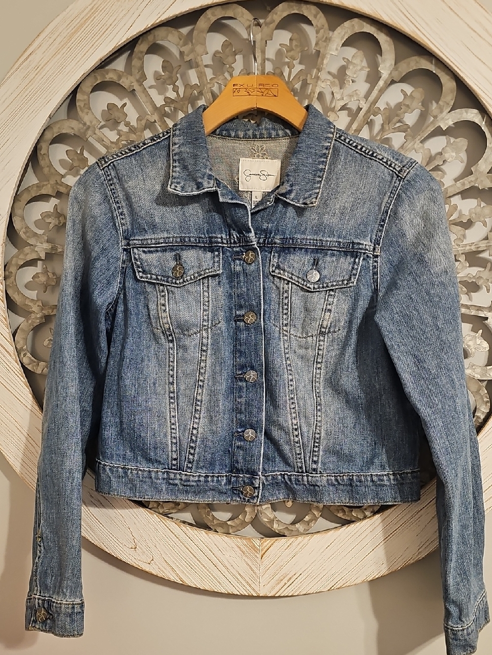 Jessica Simpson Embroidered Light Blue Denim Jacket